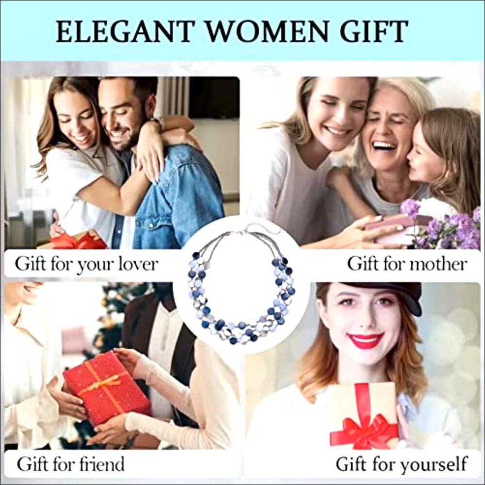 Layered Beaded Chunky Shell Statement Necklace Wi… - image 7